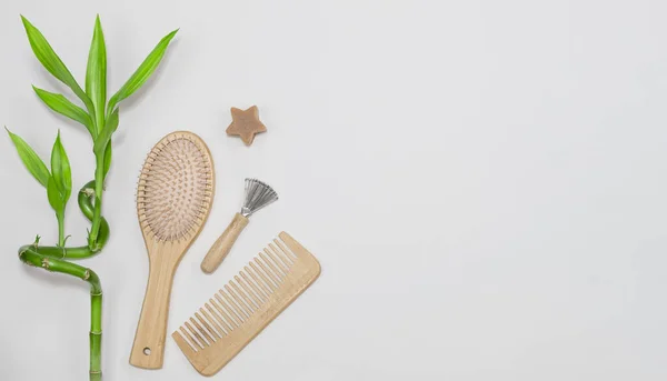 Plastic Free Set Hair Care Accessories Zero Waste Concept — Stock Photo, Image