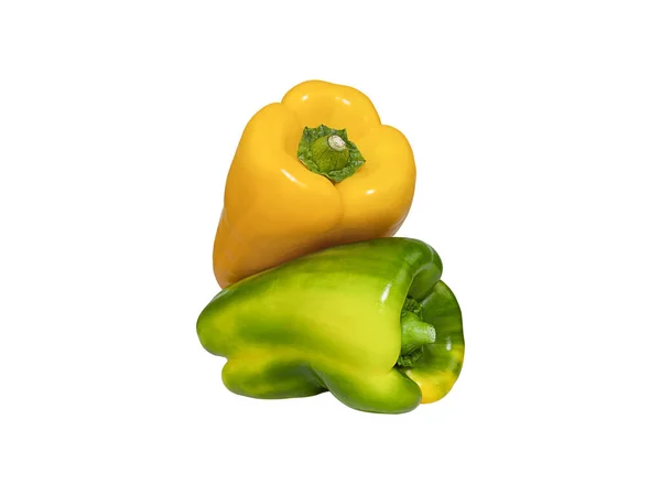 Pimiento Amarillo Verde Pimentón Aislado Sobre Fondo Blanco — Foto de Stock