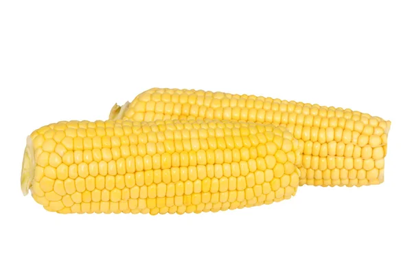 Kukuřice Cobs Oloupané Izolované Bílém — Stock fotografie
