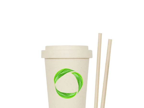 Многоразовая Чашка Кофе Изолированная Белом Концепция Нулевых Отходов — стоковое фото