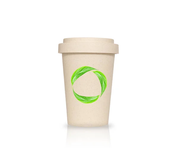 Многоразовая Чашка Кофе Изолированная Белом Концепция Нулевых Отходов — стоковое фото