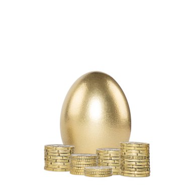 Madeni para ve altın yumurta, finansal büyüme kavramı.