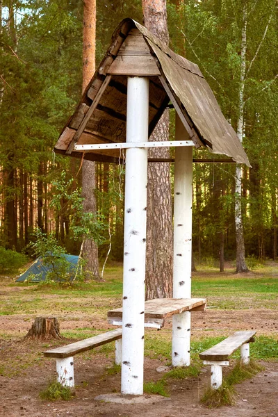 Summer Gazebo Veranda Tourists Relax Park Close View — Φωτογραφία Αρχείου