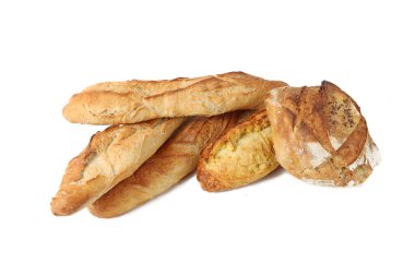 farklı türleri üzerinde beyaz izole ekmek