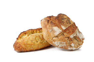 farklı türleri üzerinde beyaz izole ekmek