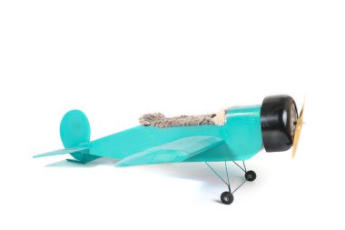 mavi eski uçak beyaz arkaplanda izole edildi 