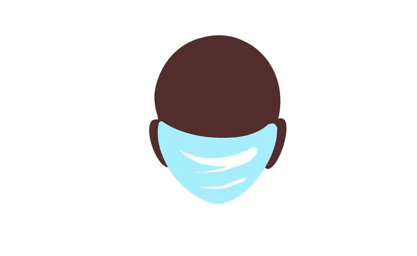 Minimalist Illustration Afro Portrait Wearing Mask — Stock Photo, Image