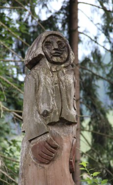 Ormandaki Antik Ahşap Kadın İdolü Ayrıntılı Fotoğraf