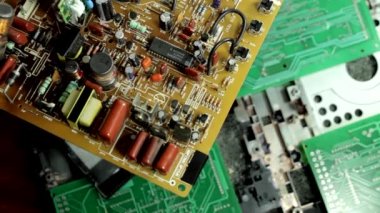 Video of computer board closeup rotates with different focus video footage