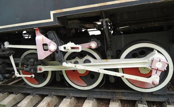 Drive Wheels Old Steam Locomotive Detailed Stock Photo — Foto de Stock
