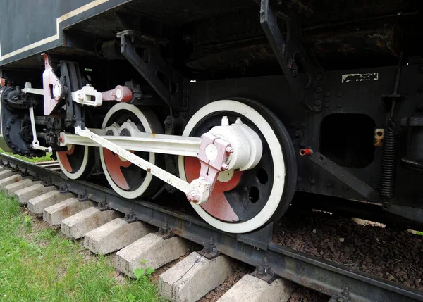 Wheels Rare Steam Train Old Railway Sidetrack - Stock-foto