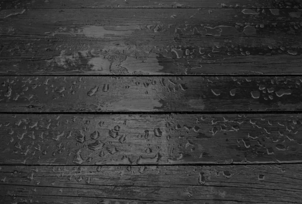 Raindrops Old Wooden Planks Detailed Texture Background Black White Style —  Fotos de Stock
