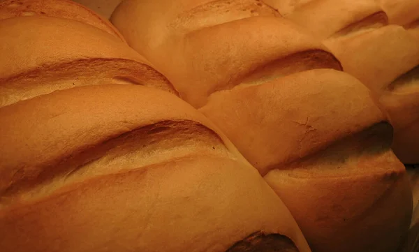 Vers Gebakken Warm Knapperig Brood Gedetailleerde Textuur Achtergrond — Stockfoto