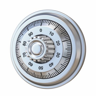 Safe lock 3D rendering illustration isolated on white background clipart