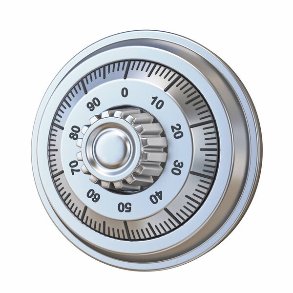 Safe lock 3D rendering illustration isolated on white background