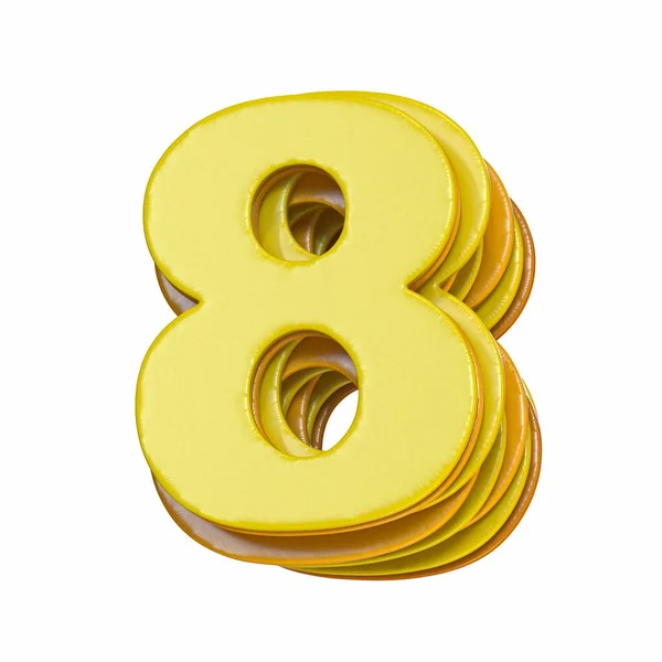 黄色のフォント番号8 8白の背景に隔離された3Dレンダリングイラスト — ストック写真