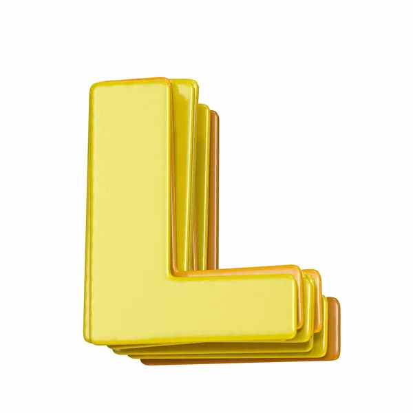 Κίτρινη Γραμματοσειρά Letter Καθιστούν Εικόνα Απομονωμένη Λευκό Φόντο — Φωτογραφία Αρχείου