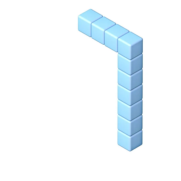Blue Cube Orthographische Schrift Nummer Eine Darstellung Auf Weißem Hintergrund — Stockfoto
