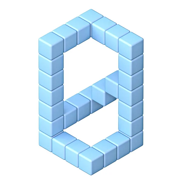 Blue Cube Orthographic Font Number Zero Render Ilustração Isolada Fundo — Fotografia de Stock