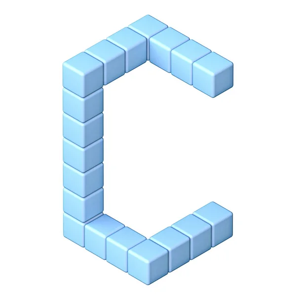 Blue Cube Orthographic Font Letter Render Illustratie Geïsoleerd Witte Achtergrond — Stockfoto