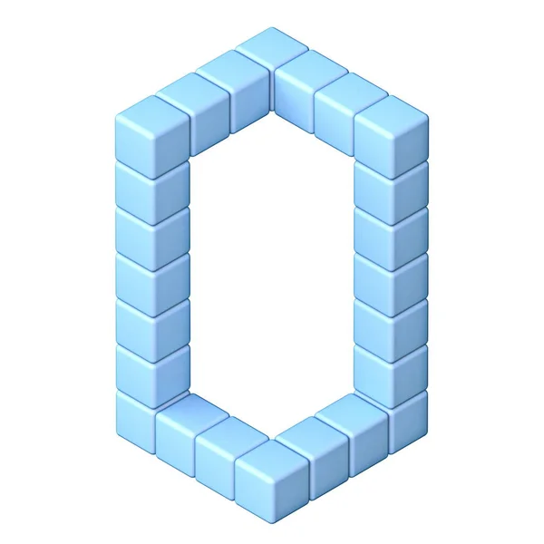 青い立方体の正書法フォントレターO白い背景に孤立した3Dレンダリングイラスト — ストック写真
