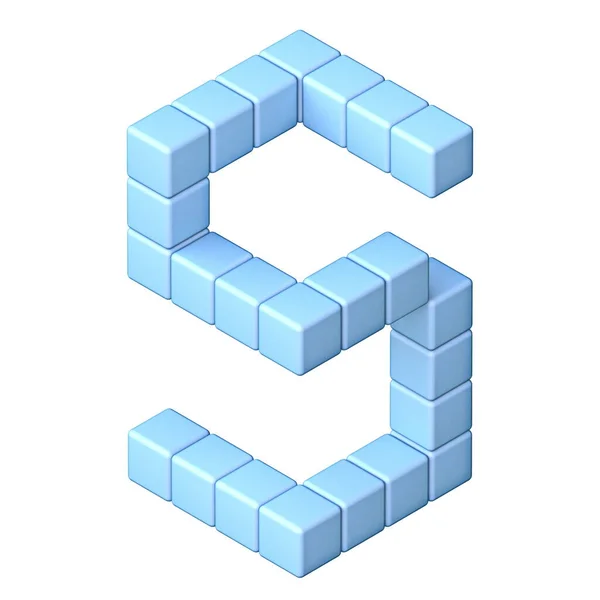 Blue Cube Font Ortografico Letter Rendering Illustrazione Isolata Sfondo Bianco — Foto Stock