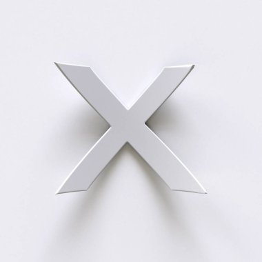 Uzun gölgeli eğilmiş kağıt yazı tipi X 3D harfi resimlemesi gri arkaplanda izole edilmiştir