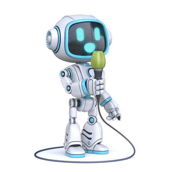 Mignon Robot Bleu Chantant Illustration Rendu Isolé Sur Fond Blanc — Photo