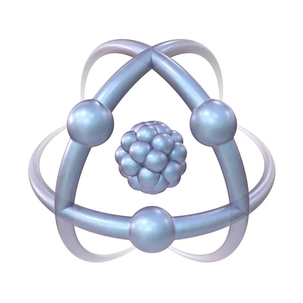 Blue Atom Sign Rendering Illustration Isolated White Background — Stock Photo, Image