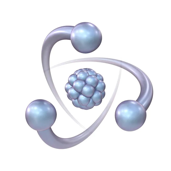 Blue Violet Atom Sign Rendering Illustration Isolated White Background — Stock Photo, Image