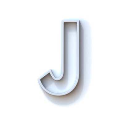 Beyaz arkaplanda izole edilmiş, gölgeli harf J 3D resimli gri yazı tipi
