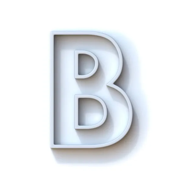 グレーの押出アウトラインフォントと影文字B 3Dレンダリングイラスト白の背景に孤立 — ストック写真