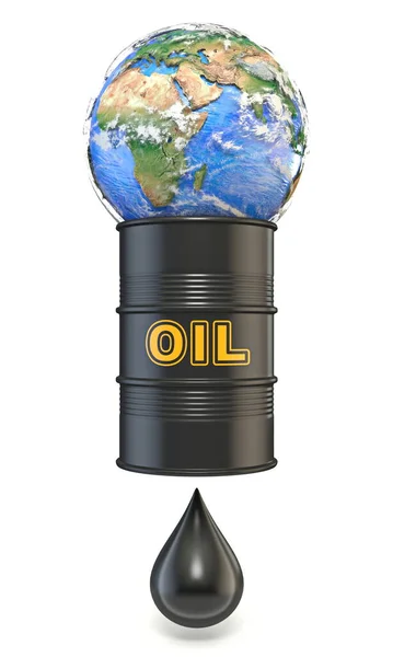 Πετρέλαιο Βαρέλι Συμπίεση Πλανήτη Για Την Παραγωγή Μιας Σταγόνα Πετρελαίου Royalty Free Εικόνες Αρχείου