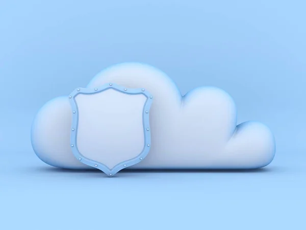 Concepto Nube Seguridad Ilustración Renderizado Aislado Sobre Fondo Azul — Foto de Stock