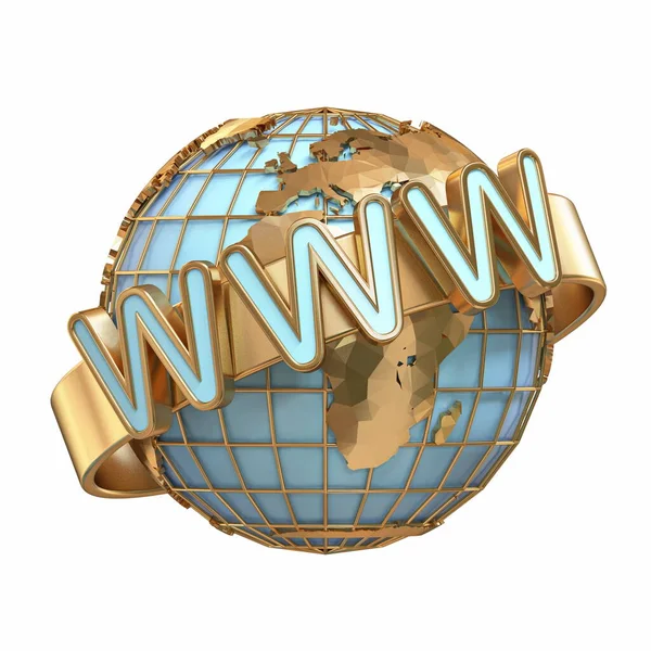 Earth Globe Wit Www Letters Rendering Illustration Isolated White Background — Stock Photo, Image