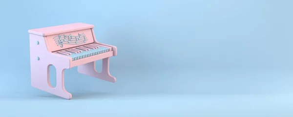 Roze Speelgoed Piano Weergave Illustratie Geïsoleerd Blauwe Achtergrond — Stockfoto
