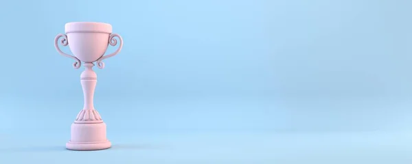 Трофей Победителя Розовый Приз Рендеринг Иллюстрации Изолированы Синем Фоне — стоковое фото