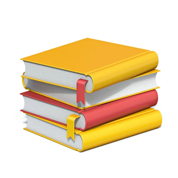 Жовті Книги Одна Червона Ілюстрація Візуалізації Ізольовані Білому Тлі — стокове фото