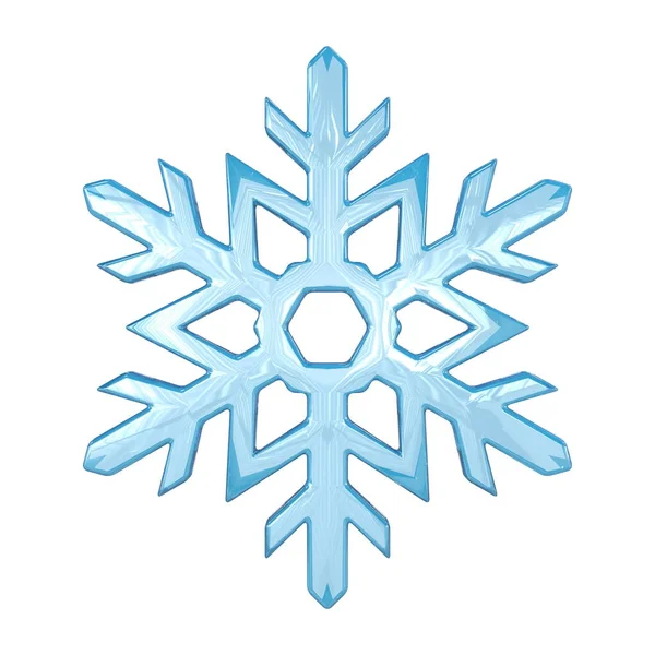 クリスマスの雪の結晶は 単に白い背景に隔離された3Dレンダリングイラストを形作る — ストック写真