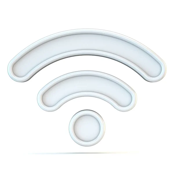 White Wifi Sinal Renderização Ilustração Isolada Fundo Branco — Fotografia de Stock