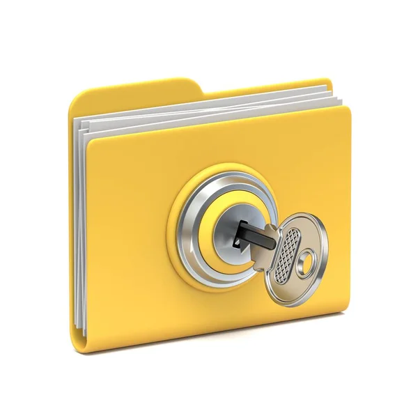 Yellow Folder Icon Data Security Concept Rendering Illustration Isolated White — Stock Photo, Image