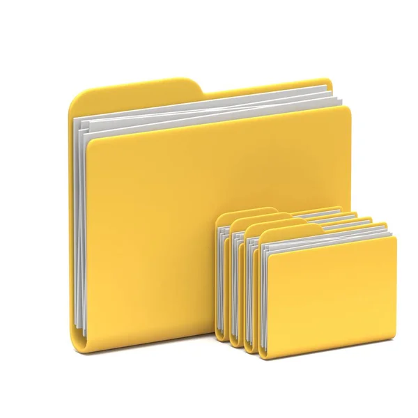 黄色のフォルダアイコン親ディレクトリ白い背景に隔離された3Dレンダリングイラスト — ストック写真