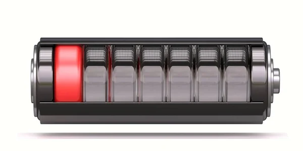 Концепция Зарядки Аккумулятора Пустой Трехмерный Рендеринг Белом Фоне — стоковое фото