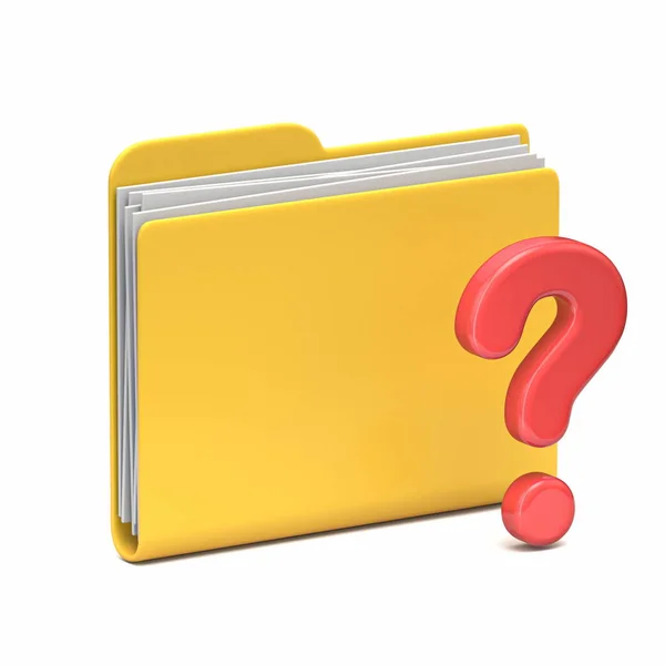 Yellow Folder Icon Question Mark Rendering Illustration Isolated White Background — Stock Photo, Image