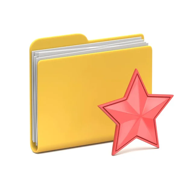 Icono Carpeta Amarilla Con Ilustración Representación Estrella Aislada Sobre Fondo — Foto de Stock