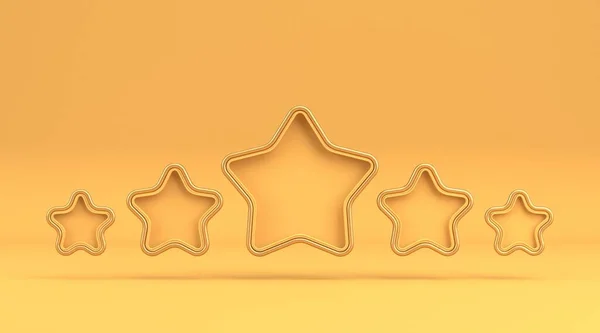 Five Star Rating Sign Rendering Illustration Isolated Yellow Background — Stock Photo, Image