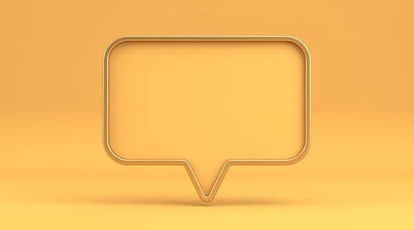 Rectangular Bubble Talk Sign Rendering Illustration Isolated Yellow Background — Stock Photo, Image