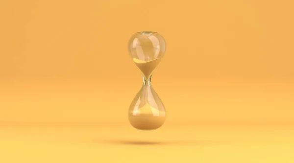 Ilustración Renderizado Hourglass Aislada Sobre Fondo Amarillo —  Fotos de Stock