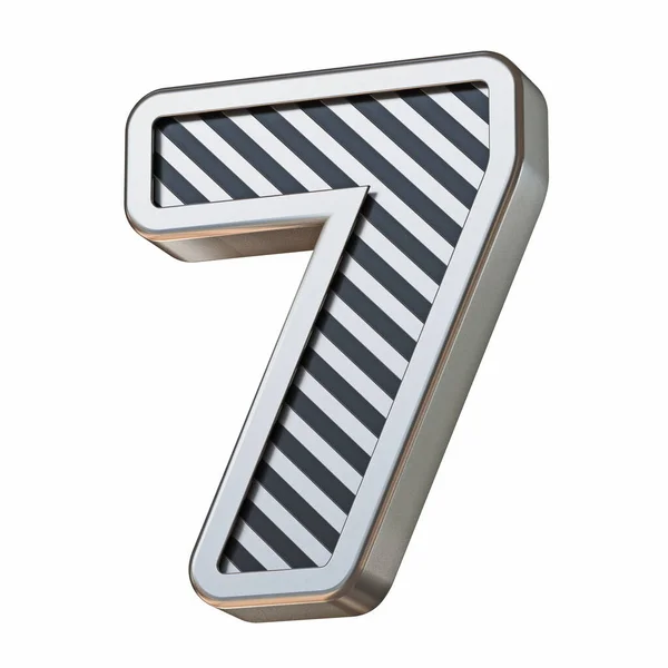 Stainless Steel Black Stripes Font Number Seven Ilustração Renderização Isolada — Fotografia de Stock