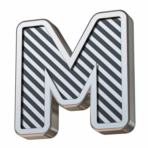 Stainless Steel Black Stripes Font Letter Απεικόνιση Απόδοση Απομονώνονται Λευκό — Φωτογραφία Αρχείου